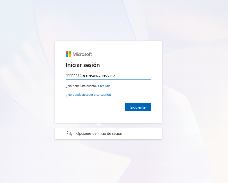 Pantalla de inicio de sesión de Microsoft solicitando el correo